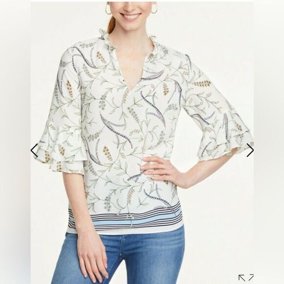 Ann Taylor Floral Tiered sleeve Flowy Blouse Size XS - Picture 4 of 14